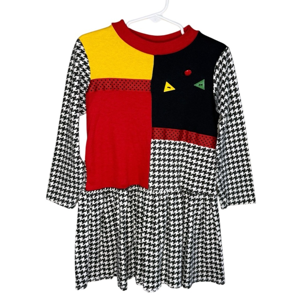 Vintage Caryn Lynn Design Girls Sz 5 Colorblock Dress Long Sleeve